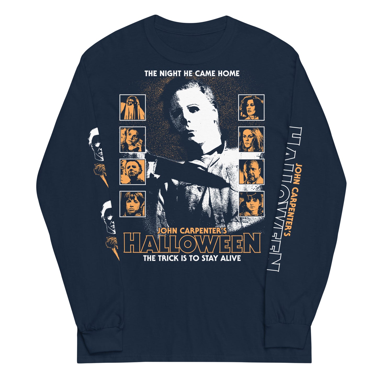 STIPPLED MICHAEL MYERS & CAST WITH SLEEVES - LONG SLEEVE SHIRT