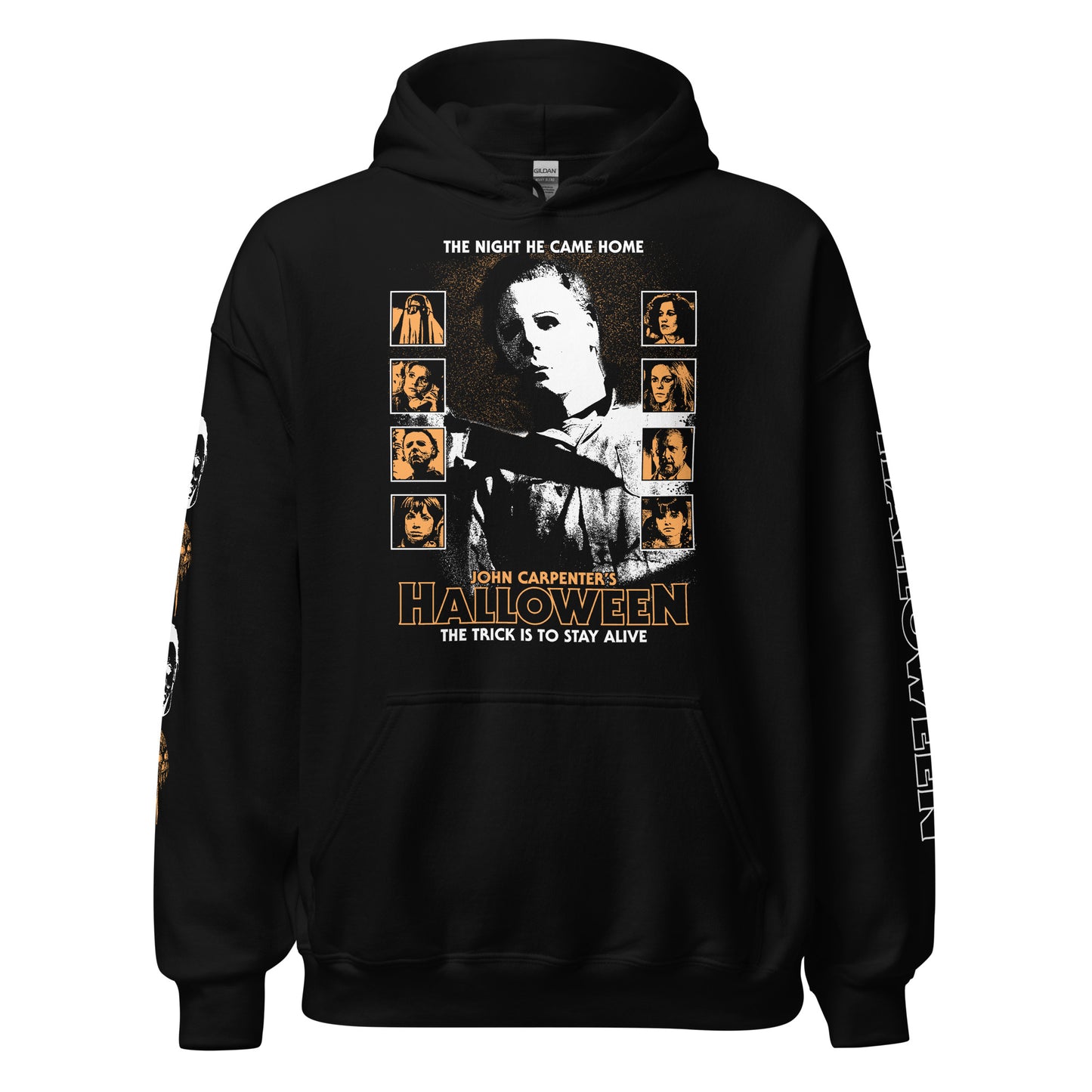 STIPPLED MICHAEL MYERS & CAST WITH SLEEVES - HOODIE