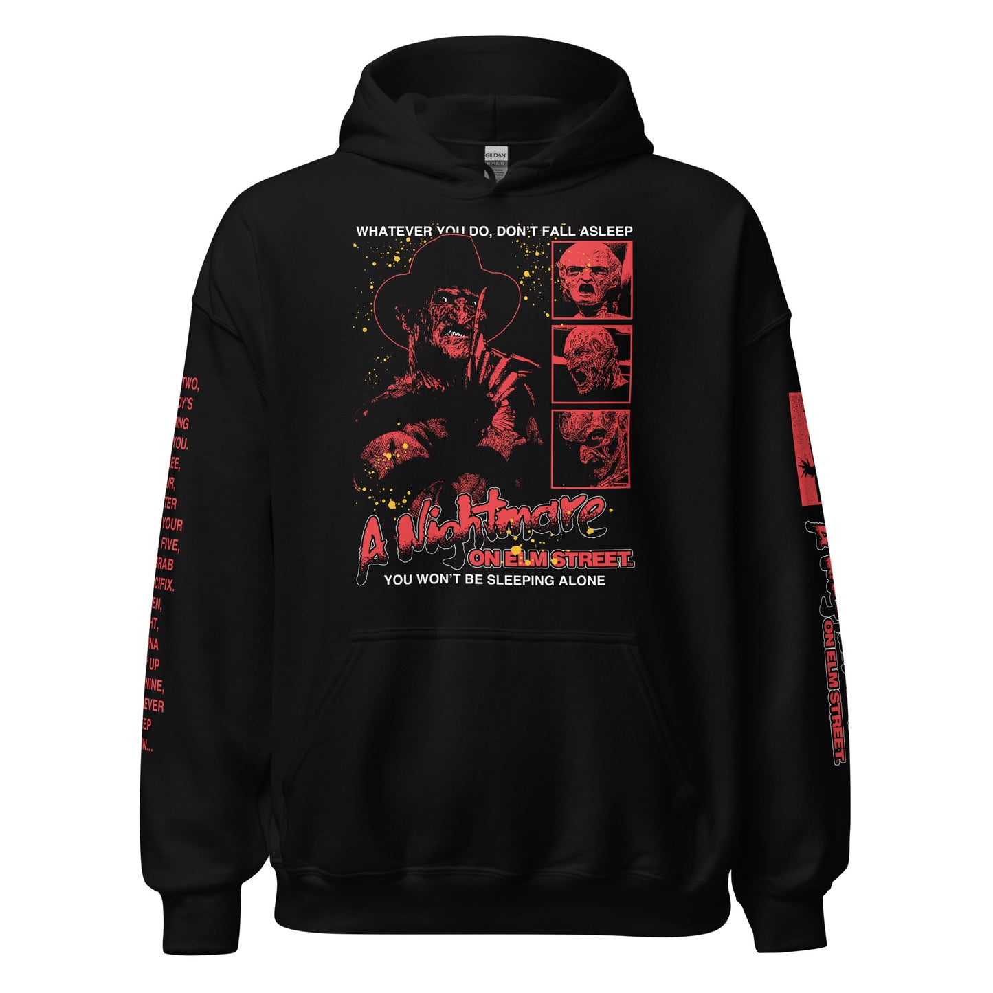 RED & WHITE FREDDY IMAGES WITH SLEEVES - HOODIE