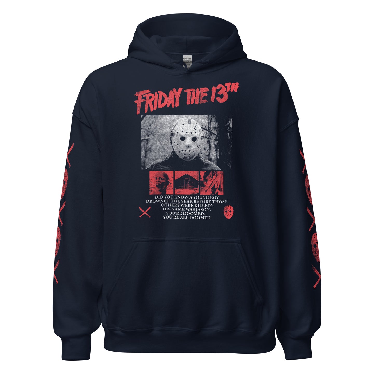 RED & WHITE JASON IMAGES WITH SLEEVES - HOODIE