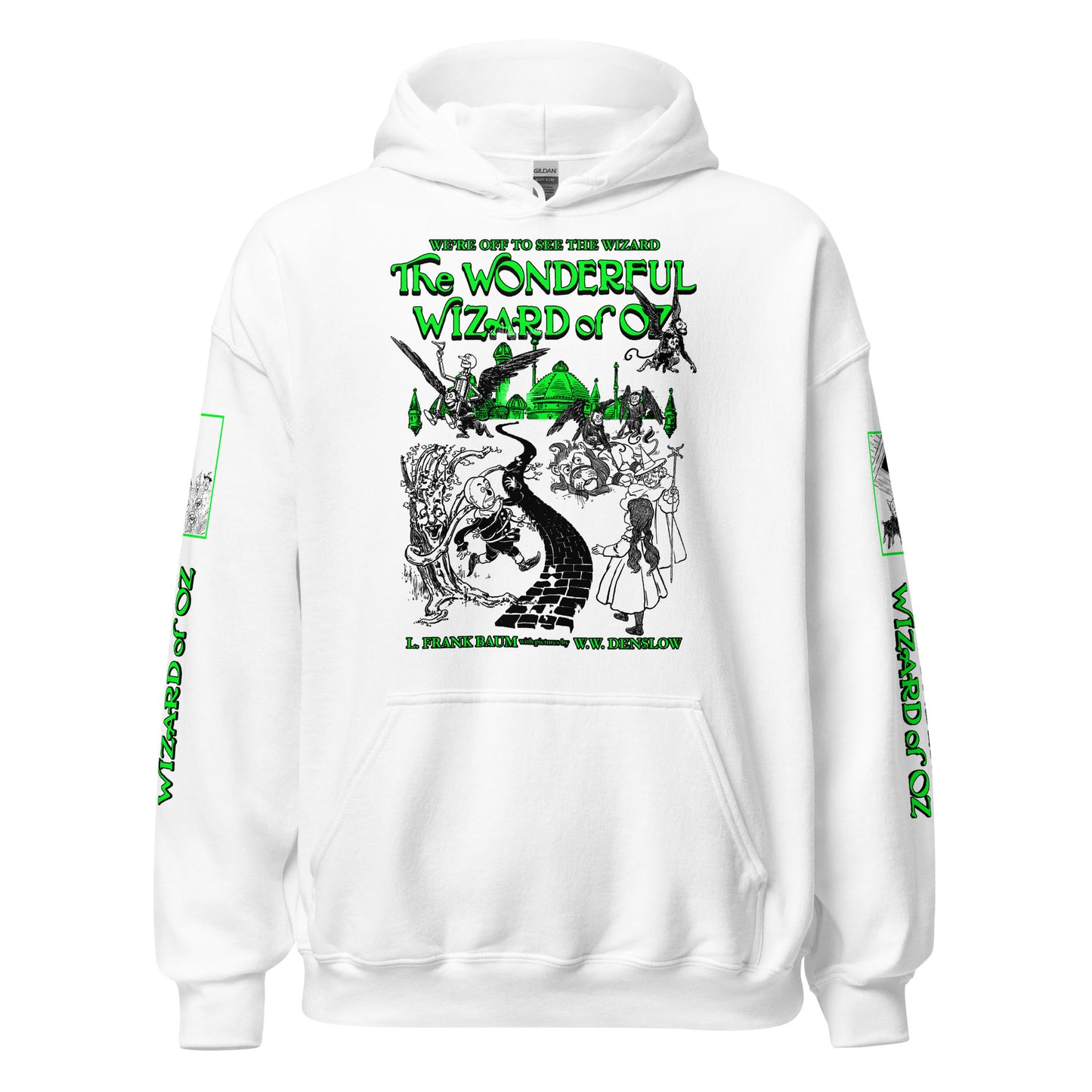 THE WONDERFUL WIZARD OF OZ BLACK ILLUSTRATIONS WITH SLEEVES - HOODIE